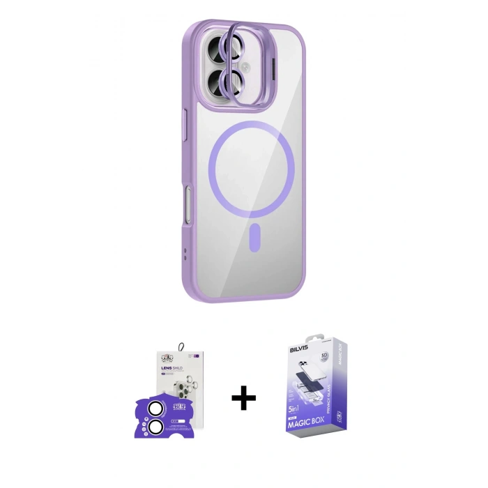 MARSİLYAN™- iPhone 17 Kılıf Yadigar Asil Koleksiyonu - Siyah Bilvis 5in1 5D Magic Hayalet Cam Ekran Koruyucu + Bilvis Titan Kamera Lens - GS