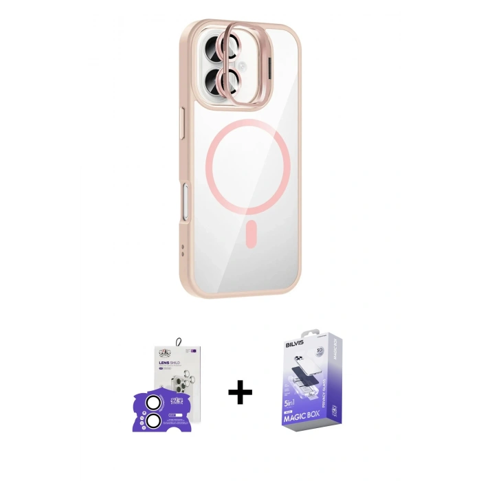 MARSİLYAN™- iPhone 17 Kılıf Yadigar Asil Koleksiyonu - Siyah Bilvis 5in1 5D Magic Hayalet Cam Ekran Koruyucu + Bilvis Titan Kamera Lens - GS