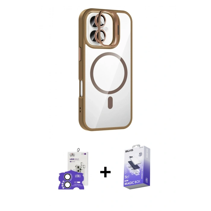 MARSİLYAN™- iPhone 17 Kılıf Yadigar Asil Koleksiyonu - Siyah Bilvis 5in1 5D Magic Hayalet Cam Ekran Koruyucu + Bilvis Titan Kamera Lens - AKYL