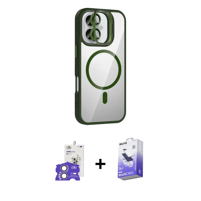 MARSİLYAN™- iPhone 17 Kılıf Yadigar Asil Koleksiyonu - Siyah Bilvis 5in1 5D Magic Hayalet Cam Ekran Koruyucu + Bilvis Titan Kamera Lens - GS