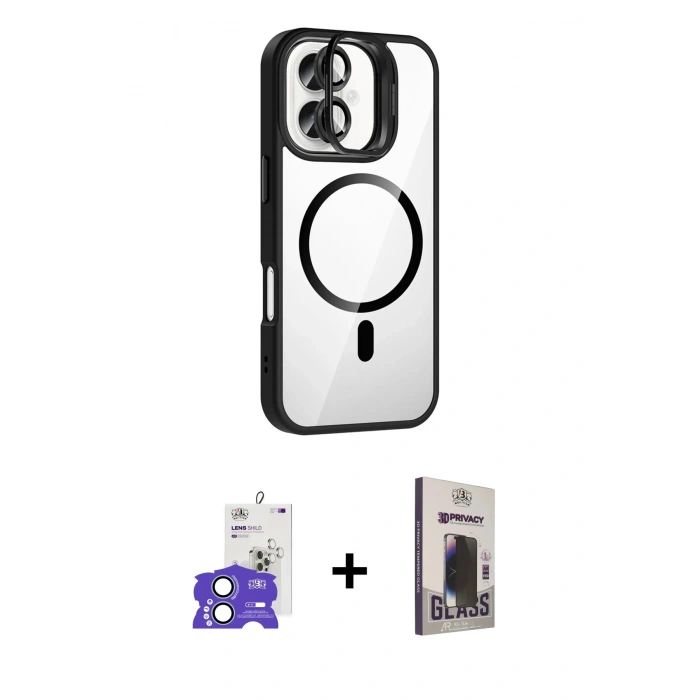 MARSİLYAN™- iPhone 17 Kılıf Yadigar Asil Koleksiyonu - Siyah Bilvis Hayalet Cam Ekran Koruyucu + Bilvis Titan Kamera Lens - AKMI