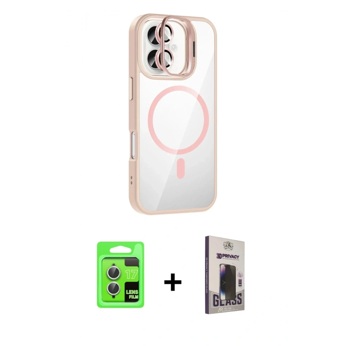 MARSİLYAN™- iPhone 17 Kılıf Yadigar Asil Koleksiyonu - Siyah Bilvis Hayalet Cam Ekran Koruyucu + Raze Metal Kamera Lens - GS