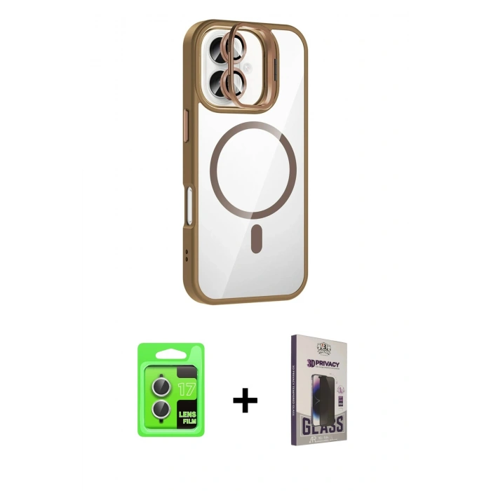 MARSİLYAN™- iPhone 17 Kılıf Yadigar Asil Koleksiyonu - Siyah Bilvis Hayalet Cam Ekran Koruyucu + Raze Metal Kamera Lens - GS