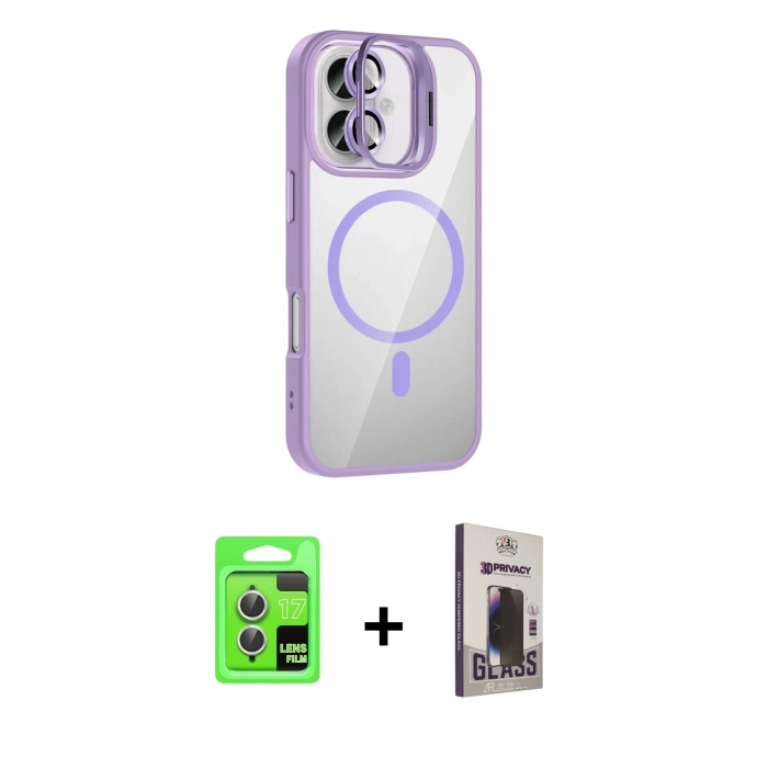 MARSİLYAN™- iPhone 17 Kılıf Yadigar Asil Koleksiyonu - Siyah Bilvis Hayalet Cam Ekran Koruyucu + Raze Metal Kamera Lens - GS