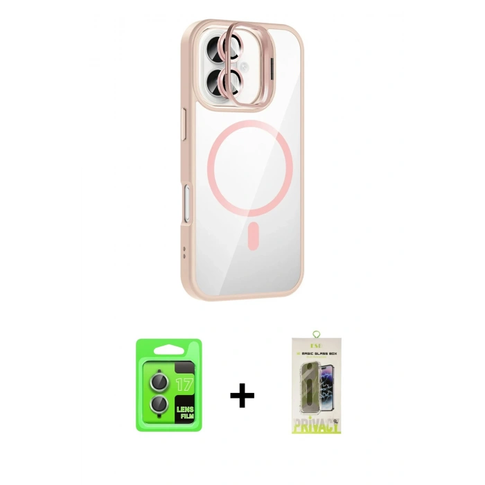 MARSİLYAN™- iPhone 17 Kılıf Yadigar Asil Koleksiyonu - Siyah Joko Magic 5D Hayalet Cam + Açık Yeşil Raze Metal Kamera Lens