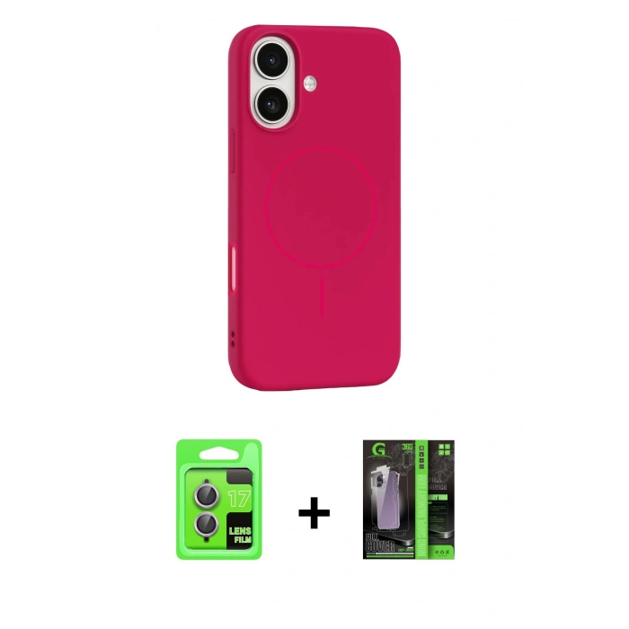 MARSİLYAN™- iPhone 17 Kılıf Yankı Form Serisi - Siyah 360 Mat Full Body Arka Koruyucu + Raze Metal Kamera Lens - AKMR