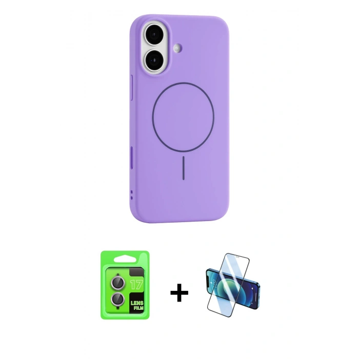 MARSİLYAN™- iPhone 17 Kılıf Yankı Form Serisi - Siyah 3D Antistatik Cam Ekran Koruyucu + Raze Metal Kamera Lens - AKMR