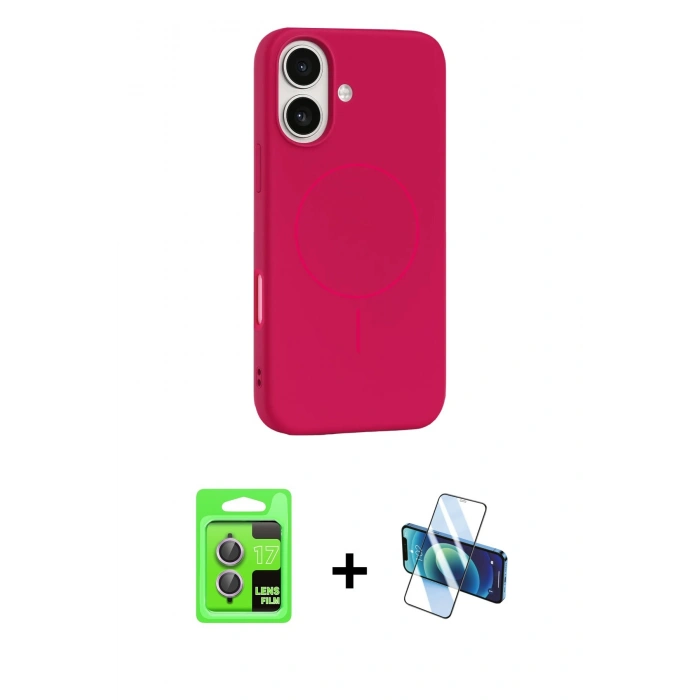 MARSİLYAN™- iPhone 17 Kılıf Yankı Form Serisi - Siyah 3D Antistatik Cam Ekran Koruyucu + Raze Metal Kamera Lens - AKMR
