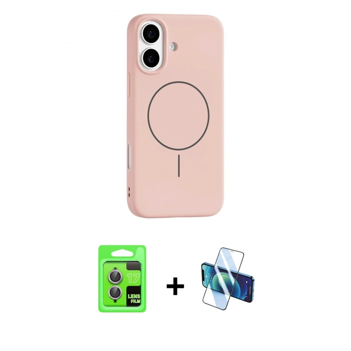 MARSİLYAN™- iPhone 17 Kılıf Yankı Form Serisi - Siyah 3D Antistatik Cam Ekran Koruyucu + Raze Metal Kamera Lens - AKMR