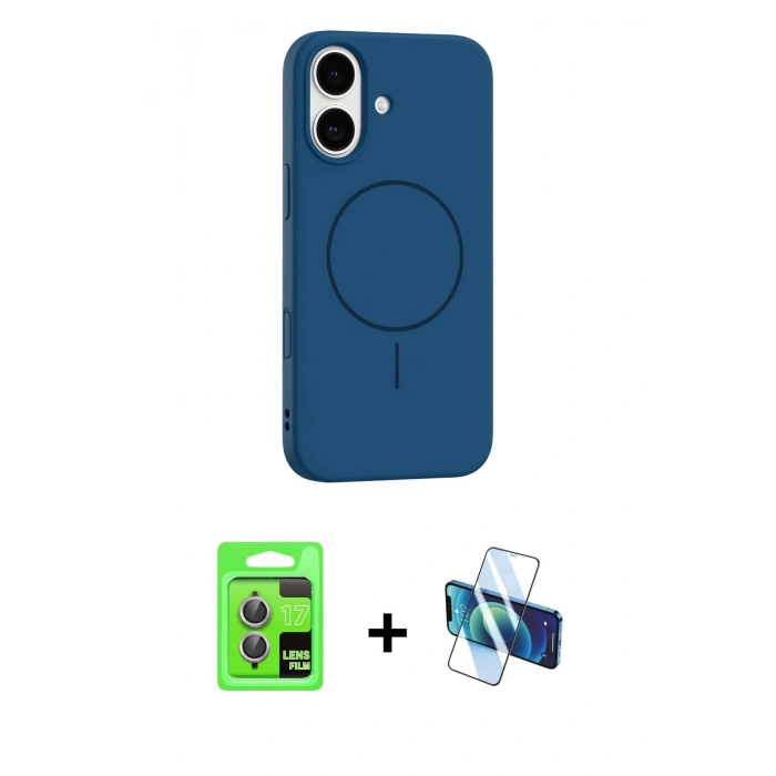 MARSİLYAN™- iPhone 17 Kılıf Yankı Form Serisi - Siyah 3D Antistatik Cam Ekran Koruyucu + Raze Metal Kamera Lens - AKMR