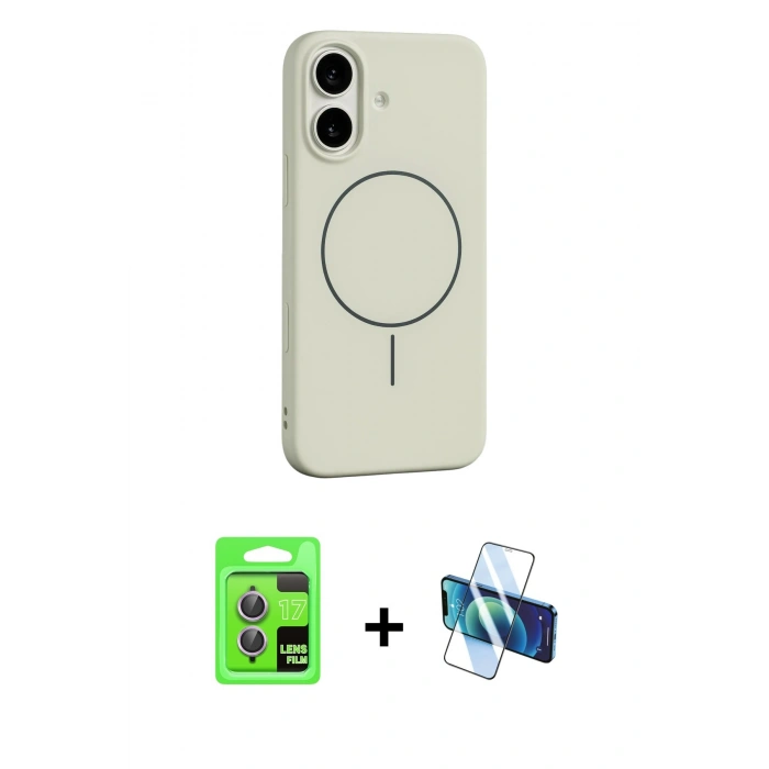 MARSİLYAN™- iPhone 17 Kılıf Yankı Form Serisi - Siyah 3D Antistatik Cam Ekran Koruyucu + Raze Metal Kamera Lens - AKMR