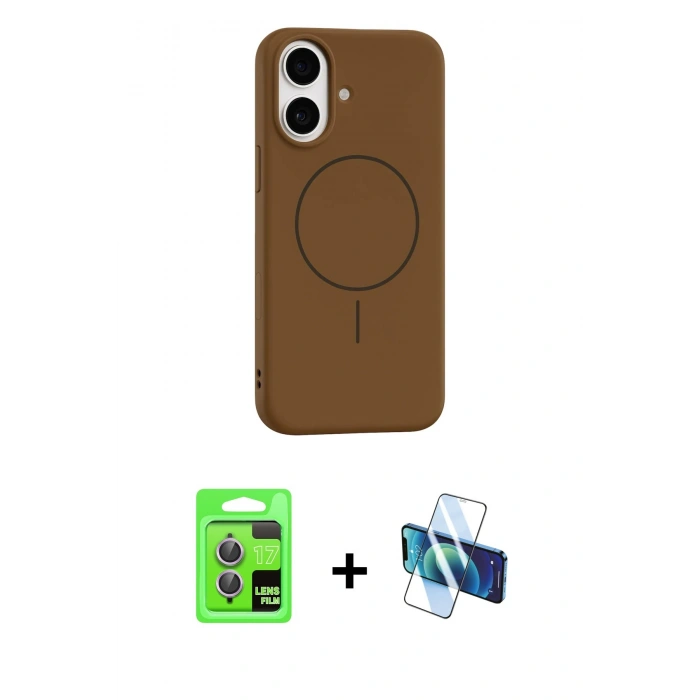 MARSİLYAN™- iPhone 17 Kılıf Yankı Form Serisi - Siyah 3D Antistatik Cam Ekran Koruyucu + Raze Metal Kamera Lens - AKMR