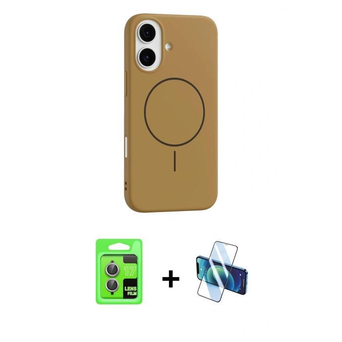 MARSİLYAN™- iPhone 17 Kılıf Yankı Form Serisi - Siyah 3D Antistatik Cam Ekran Koruyucu + Raze Metal Kamera Lens - AKMR