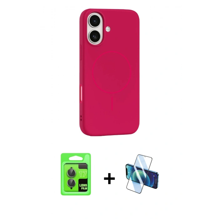 MARSİLYAN™- iPhone 17 Kılıf Yankı Form Serisi - Siyah 3D Antistatik Cam Ekran Koruyucu + Raze Metal Kamera Lens - GI