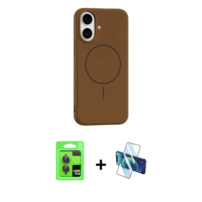 MARSİLYAN™- iPhone 17 Kılıf Yankı Form Serisi - Siyah 3D Antistatik Cam Ekran Koruyucu + Raze Metal Kamera Lens - GI