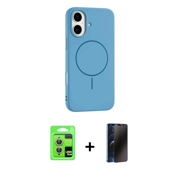 MARSİLYAN™- iPhone 17 Kılıf Yankı Form Serisi - Siyah 3D Antistatik Hayalet Cam Ekran Koruyucu + Raze Metal Kamera Lens - GS