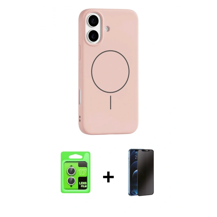 MARSİLYAN™- iPhone 17 Kılıf Yankı Form Serisi - Siyah 3D Antistatik Hayalet Cam Ekran Koruyucu + Raze Metal Kamera Lens - GS