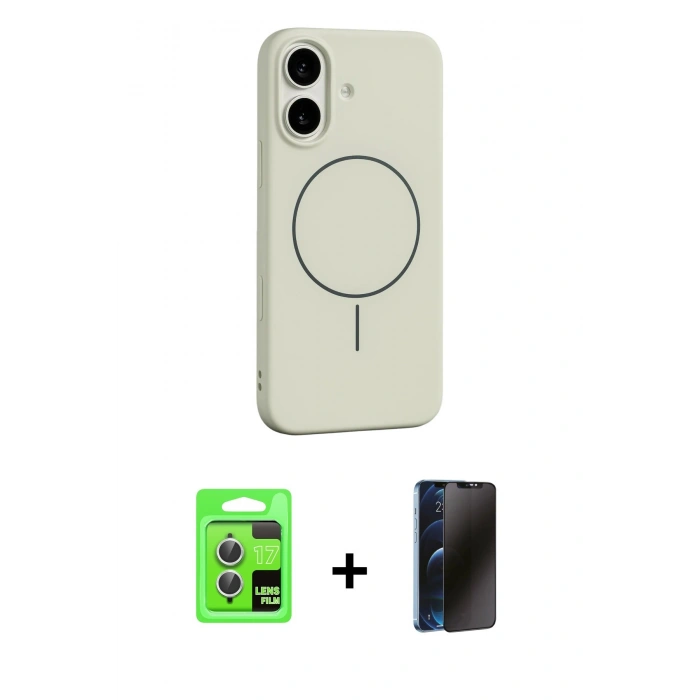 MARSİLYAN™- iPhone 17 Kılıf Yankı Form Serisi - Siyah 3D Antistatik Hayalet Cam Ekran Koruyucu + Raze Metal Kamera Lens - GS