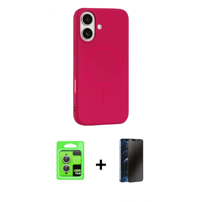 MARSİLYAN™- iPhone 17 Kılıf Yankı Form Serisi - Siyah 3D Antistatik Hayalet Cam Ekran Koruyucu + Raze Metal Kamera Lens - GS