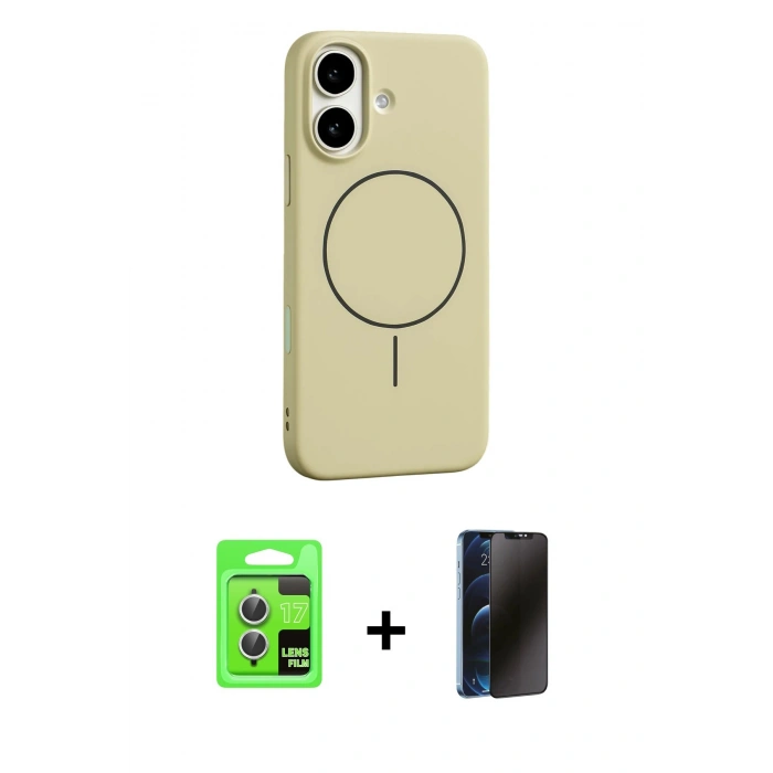 MARSİLYAN™- iPhone 17 Kılıf Yankı Form Serisi - Siyah 3D Antistatik Hayalet Cam Ekran Koruyucu + Raze Metal Kamera Lens - GS