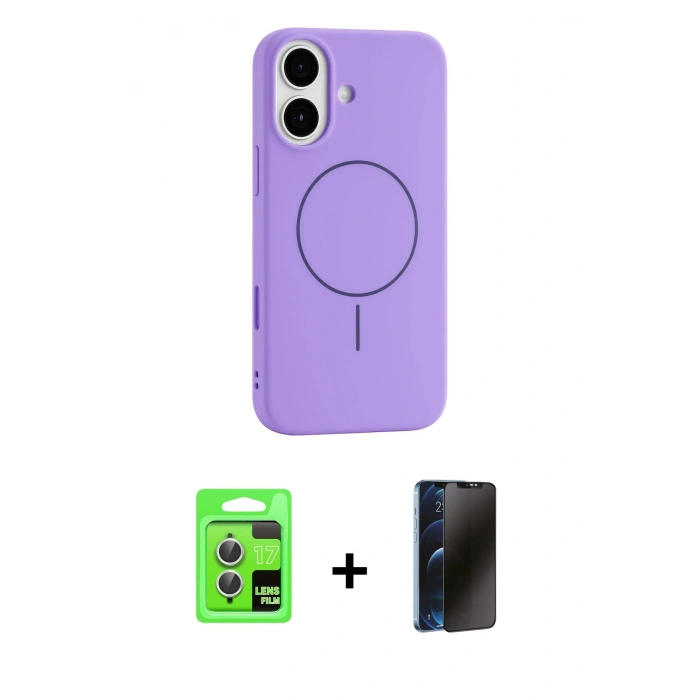 MARSİLYAN™- iPhone 17 Kılıf Yankı Form Serisi - Siyah 3D Antistatik Hayalet Cam Ekran Koruyucu + Raze Metal Kamera Lens - GS