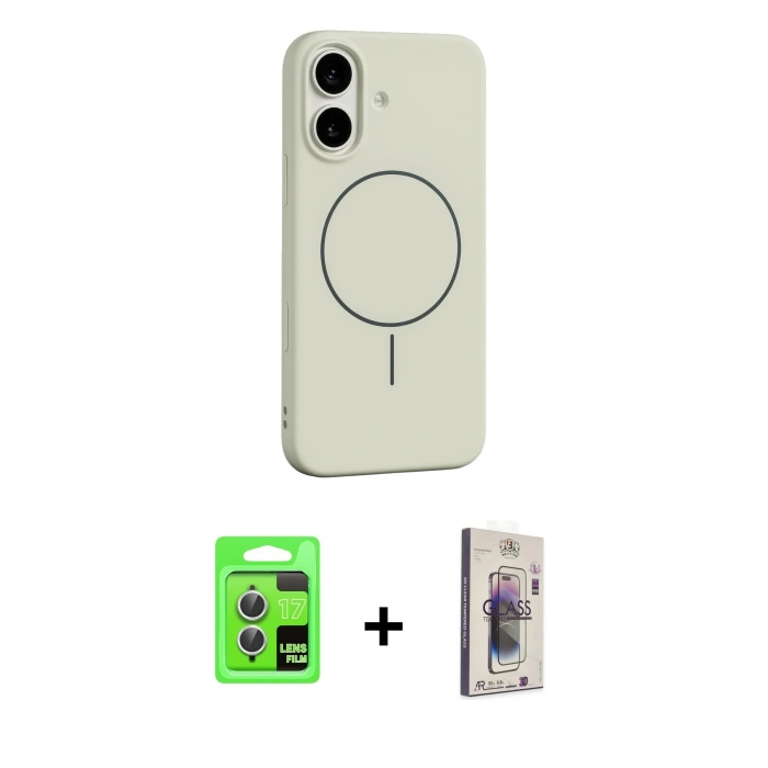 MARSİLYAN™- iPhone 17 Kılıf Yankı Form Serisi - Siyah Bilvis 3D Cam Ekran Koruyucu + Raze Metal Kamera Lens - GS