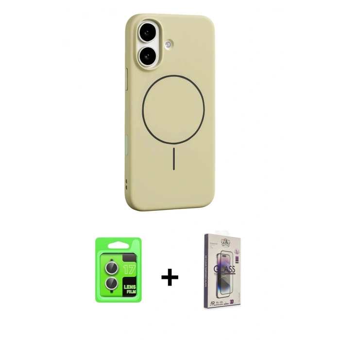 MARSİLYAN™- iPhone 17 Kılıf Yankı Form Serisi - Siyah Bilvis 3D Cam Ekran Koruyucu + Raze Metal Kamera Lens - GS