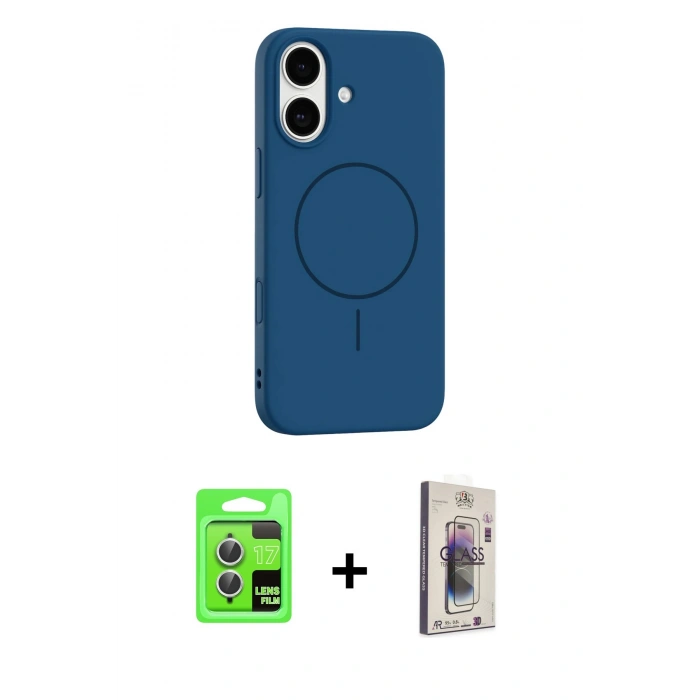 MARSİLYAN™- iPhone 17 Kılıf Yankı Form Serisi - Siyah Bilvis 3D Cam Ekran Koruyucu + Raze Metal Kamera Lens - GS