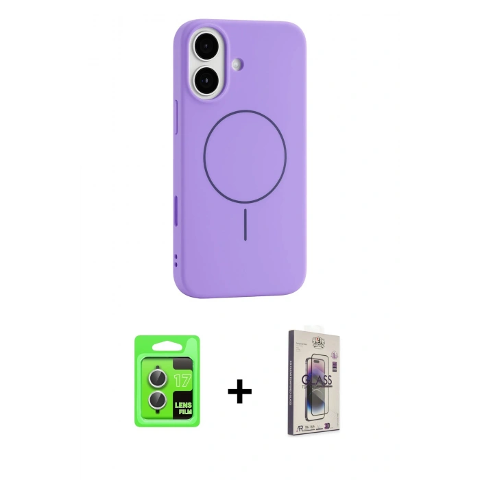 MARSİLYAN™- iPhone 17 Kılıf Yankı Form Serisi - Siyah Bilvis 3D Cam Ekran Koruyucu + Raze Metal Kamera Lens - GS