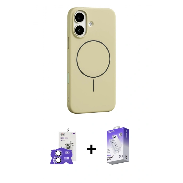 MARSİLYAN™- iPhone 17 Kılıf Yankı Form Serisi - Siyah Bilvis 5in1 3D Magic Cam Ekran Koruyucu + Bilvis Titan Kamera Lens - LA