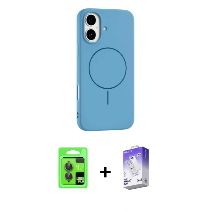 MARSİLYAN™- iPhone 17 Kılıf Yankı Form Serisi - Siyah Bilvis 5in1 3D Magic Cam Ekran Koruyucu + Raze Metal Kamera Lens - GI
