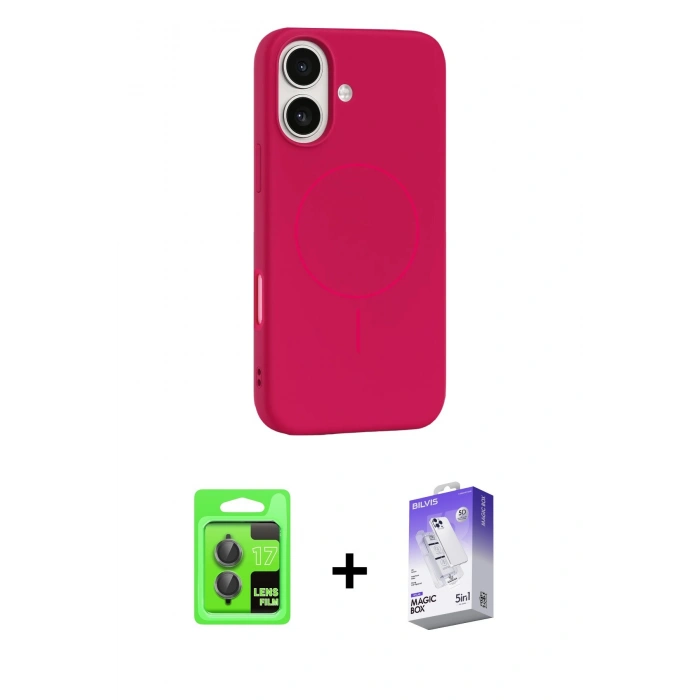 MARSİLYAN™- iPhone 17 Kılıf Yankı Form Serisi - Siyah Bilvis 5in1 3D Magic Cam Ekran Koruyucu + Raze Metal Kamera Lens - GI