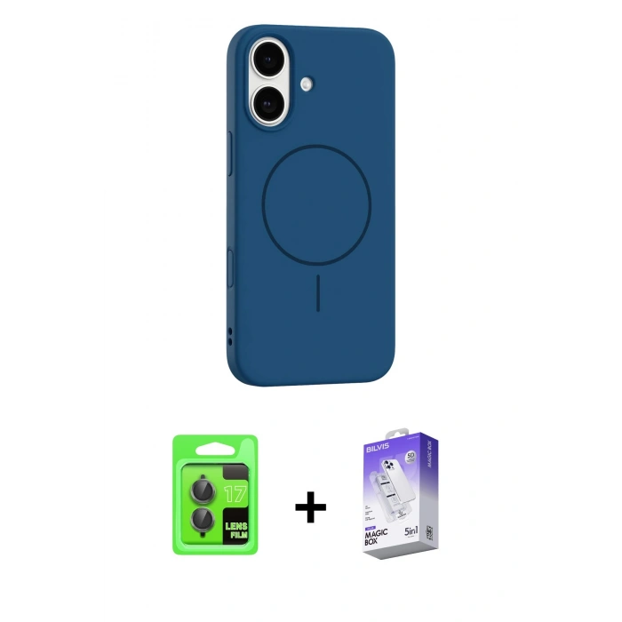 MARSİLYAN™- iPhone 17 Kılıf Yankı Form Serisi - Siyah Bilvis 5in1 3D Magic Cam Ekran Koruyucu + Raze Metal Kamera Lens - GI