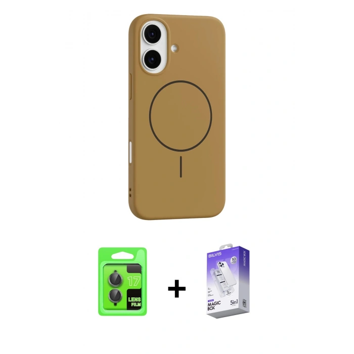 MARSİLYAN™- iPhone 17 Kılıf Yankı Form Serisi - Siyah Bilvis 5in1 3D Magic Cam Ekran Koruyucu + Raze Metal Kamera Lens - GI