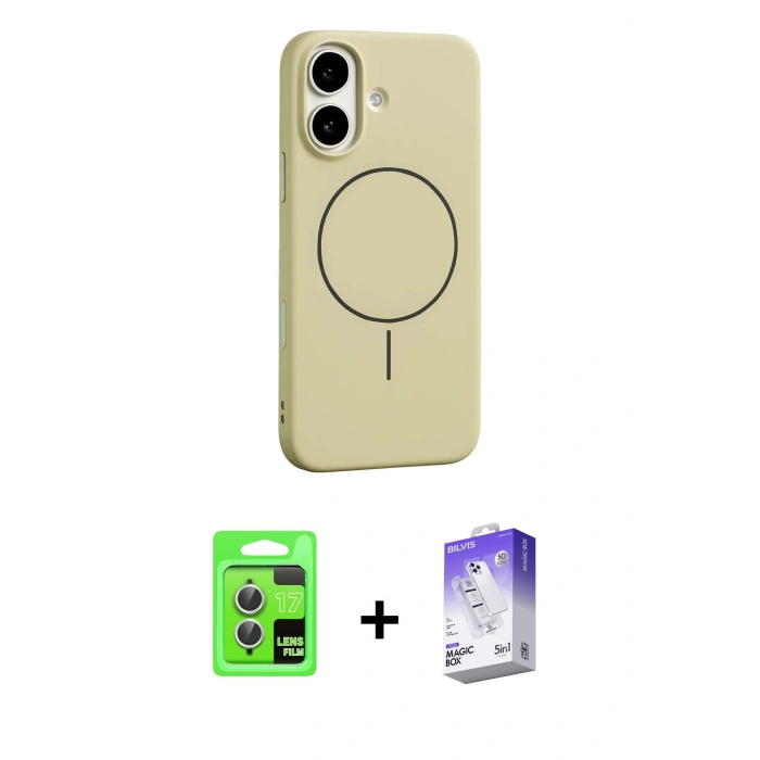 MARSİLYAN™- iPhone 17 Kılıf Yankı Form Serisi - Siyah Bilvis 5in1 3D Magic Cam Ekran Koruyucu + Raze Metal Kamera Lens - GS