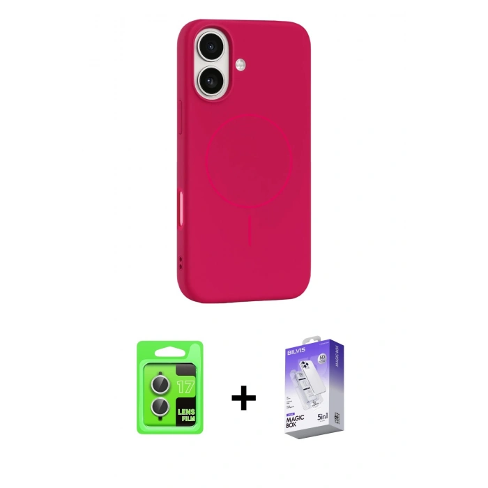 MARSİLYAN™- iPhone 17 Kılıf Yankı Form Serisi - Siyah Bilvis 5in1 3D Magic Cam Ekran Koruyucu + Raze Metal Kamera Lens - GS