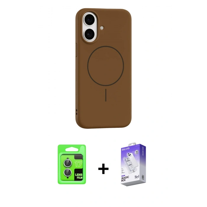 MARSİLYAN™- iPhone 17 Kılıf Yankı Form Serisi - Siyah Bilvis 5in1 3D Magic Cam Ekran Koruyucu + Raze Metal Kamera Lens - AKMI