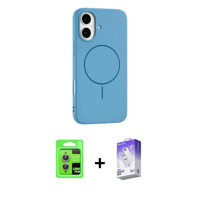 MARSİLYAN™- iPhone 17 Kılıf Yankı Form Serisi - Siyah Bilvis 5in1 3D Magic Cam Ekran Koruyucu + Raze Metal Kamera Lens - GS