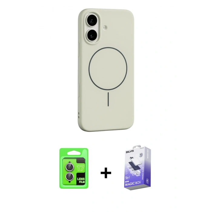 MARSİLYAN™- iPhone 17 Kılıf Yankı Form Serisi - Siyah Bilvis 5in1 5D Magic Hayalet Cam Ekran Koruyucu + Açık Mor Raze Metal Kamera Lens