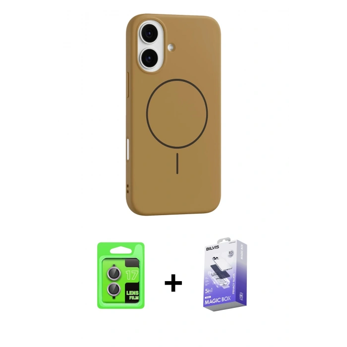 MARSİLYAN™- iPhone 17 Kılıf Yankı Form Serisi - Siyah Bilvis 5in1 5D Magic Hayalet Cam Ekran Koruyucu + Açık Mor Raze Metal Kamera Lens