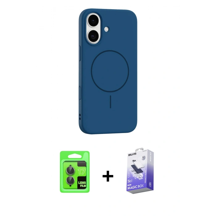 MARSİLYAN™- iPhone 17 Kılıf Yankı Form Serisi - Siyah Bilvis 5in1 5D Magic Hayalet Cam Ekran Koruyucu + Raze Metal Kamera Lens - GI