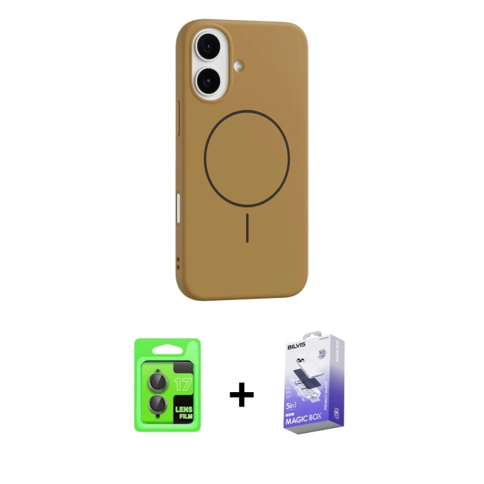 MARSİLYAN™- iPhone 17 Kılıf Yankı Form Serisi - Siyah Bilvis 5in1 5D Magic Hayalet Cam Ekran Koruyucu + Raze Metal Kamera Lens - GI