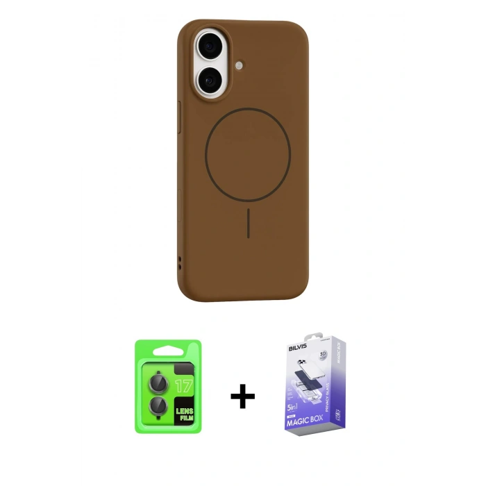 MARSİLYAN™- iPhone 17 Kılıf Yankı Form Serisi - Siyah Bilvis 5in1 5D Magic Hayalet Cam Ekran Koruyucu + Raze Metal Kamera Lens - GI