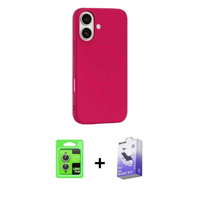 MARSİLYAN™- iPhone 17 Kılıf Yankı Form Serisi - Siyah Bilvis 5in1 5D Magic Hayalet Cam Ekran Koruyucu + Raze Metal Kamera Lens - GS