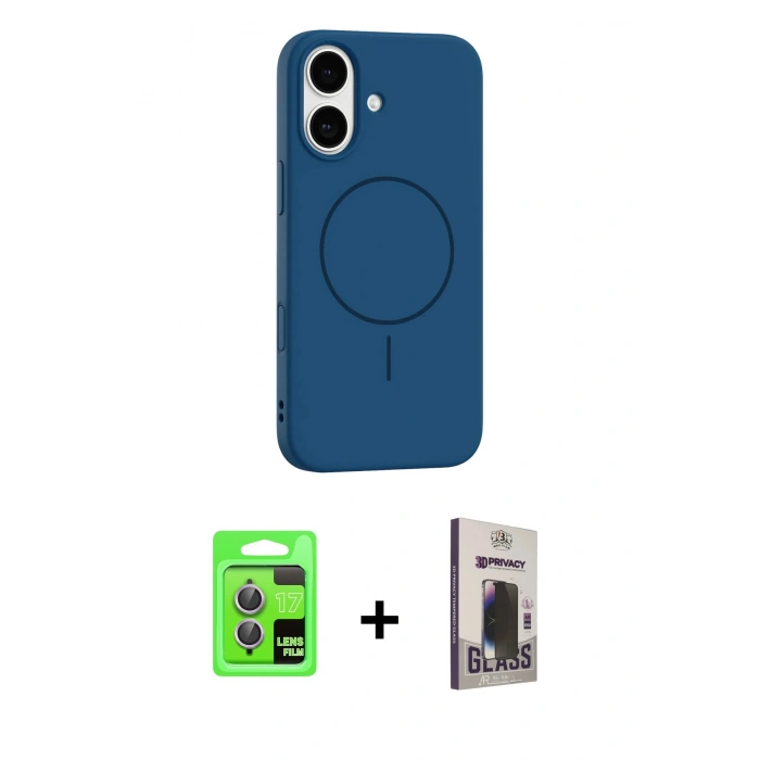 MARSİLYAN™- iPhone 17 Kılıf Yankı Form Serisi - Siyah Bilvis Hayalet Cam Ekran Koruyucu + Raze Metal Kamera Lens - AKMR