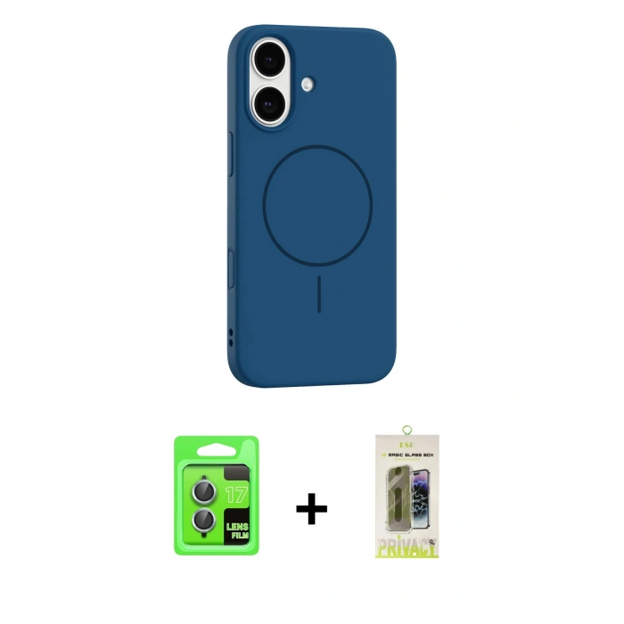 MARSİLYAN™- iPhone 17 Kılıf Yankı Form Serisi - Siyah Joko Magic 5D Hayalet Cam + Raze Metal Kamera Lens - AKMI