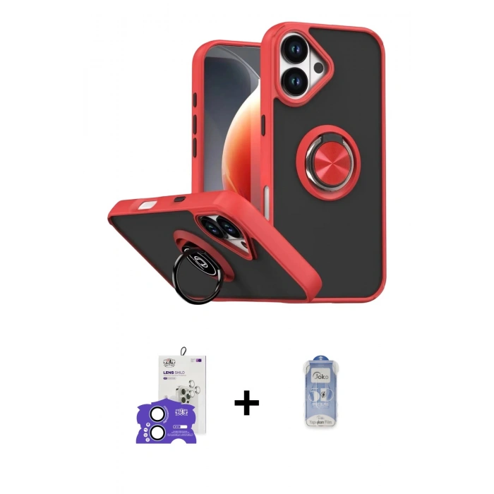 MARSİLYAN™- iPhone 17 Kılıf Yörünge Çizgi - Siyah Joko Magic 5D Cam + Bilvis Titan Kamera Lens - AKMI