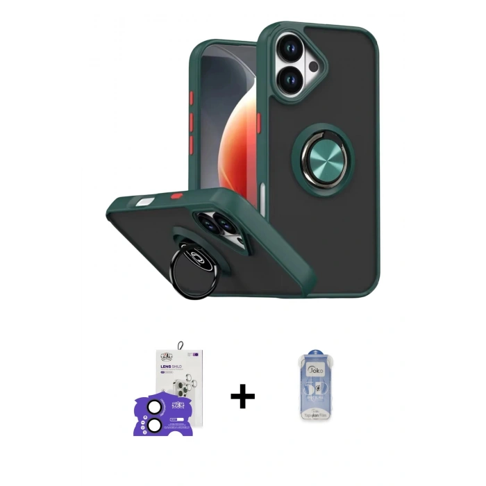 MARSİLYAN™- iPhone 17 Kılıf Yörünge Çizgi - Siyah Joko Magic 5D Cam + Bilvis Titan Kamera Lens - SH