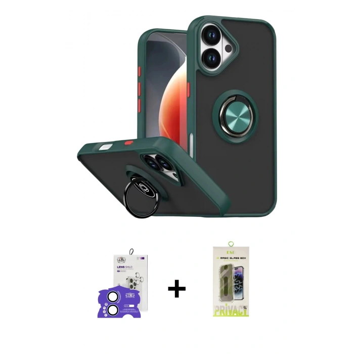 MARSİLYAN™- iPhone 17 Kılıf Yörünge Çizgi - Siyah Joko Magic 5D Hayalet Cam + Bilvis Titan Kamera Lens - AKMI