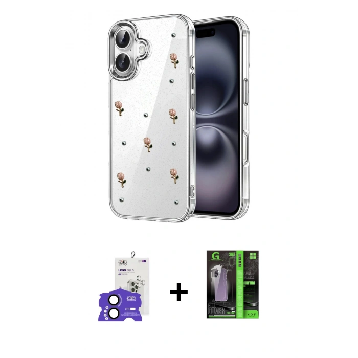 MARSİLYAN™- iPhone 17 Kılıf Yörünge Form - Siyah 360 Mat Full Body Arka Koruyucu + Bilvis Titan Kamera Lens - SH